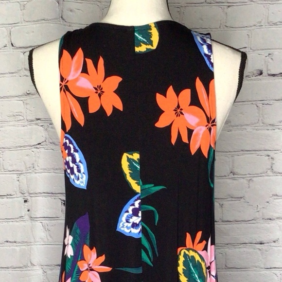 Old Navy Black Floral Sleeveless Swing Dress Medium - Picture 8 of 15